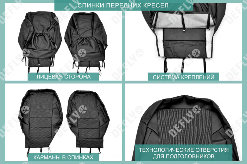 Чехлы на сиденья Ford Focus 3, 2010-2019, комплектация Trend Sport, Titanium, экокожа черная/жаккард 