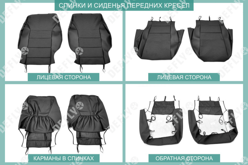 Чехлы на сиденья SsangYong Rexton, 2001-2012, 5-мест, экокожа черная/жаккард