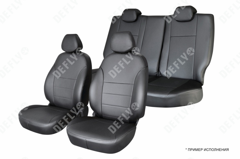 Чехлы на сиденья Toyota Sienta (XP170), 2015-2022, спинка 2 ряда 50/50, без подлокотника, 5 мест, экокожа черная