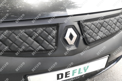 Утеплитель радиатора для Renault Logan (L90), 2004-2009, экокожа черная 
