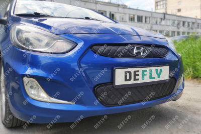 Утеплитель радиатора для Hyundai Solaris (RB), 2010-2014, экокожа черная 