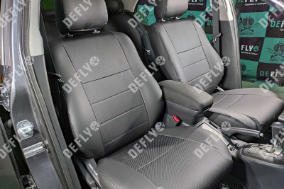 Чехлы на сиденья Toyota Avensis (T250), 2003-2008, cедан, задний ряд 60/40, экокожа черная