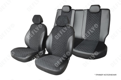 Чехлы на сиденья Renault Duster (HM), 2020-2022, экокожа черная/замша черная ромб