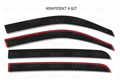 Дефлекторы окон 2D RAM 1500 (DT), 2018-н.в., комплект 4 шт.