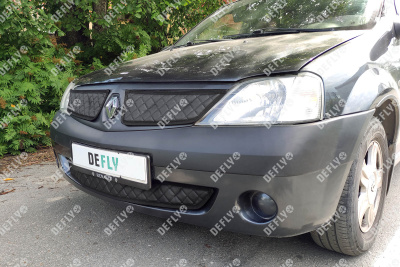 Утеплитель радиатора для Renault Logan (L90), 2004-2009, экокожа черная 