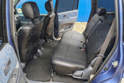 Чехлы на сиденья Toyota Ipsum/Gaia (SXM10), 1996-2004, 7 мест, 3 ряд раздельный, экокожа черная
