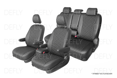 Чехлы на сиденья Toyota Wish (XE20), 2009-2017, 5 мест, экокожа премиум черная/ромб перфорация