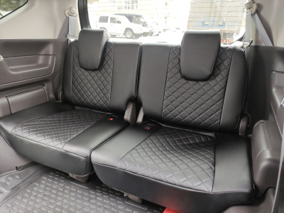 Чехлы на сиденья Honda Freed (GB5-GB8), 2016-2024, 6 мест, капитанские кресла, экокожа черная/ромб перфорация