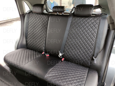 Чехлы на сиденья Mitsubishi ASX/RVR, 2010-2022, Citroen C4 Aircross, 2012-2017, Peugeot 4008, 2012-2015, экокожа черная/ромб перфорация