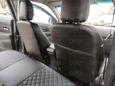 Чехлы на сиденья Mitsubishi ASX/RVR, 2010-2022, Citroen C4 Aircross, 2012-2017, Peugeot 4008, 2012-2015, экокожа черная/ромб перфорация
