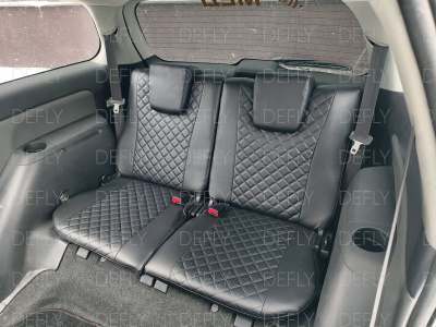 Чехлы на сиденья Toyota Wish (XE10), 2003-2009, 7 мест, экокожа черная/ромб перфорация