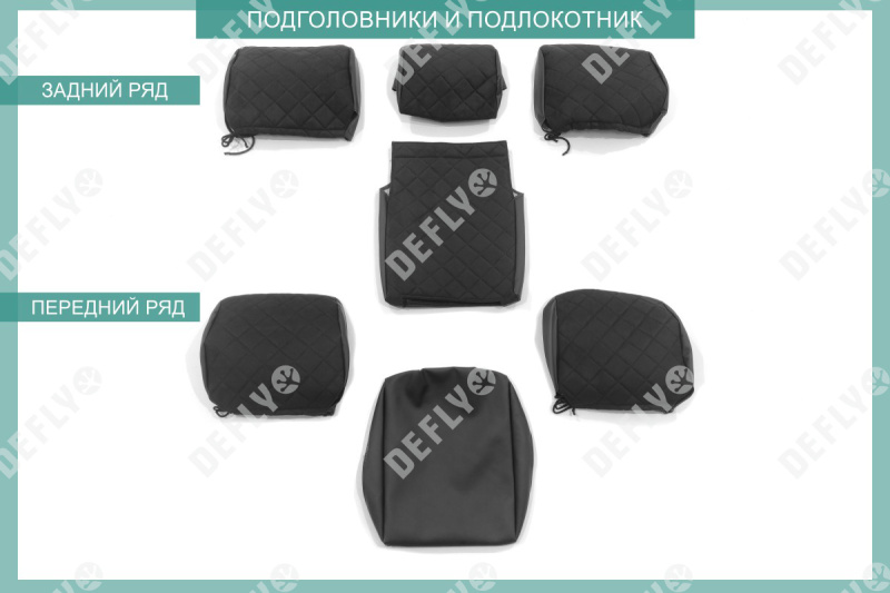 Чехлы на сиденья Toyota Land Cruiser Prado (J120), 2002-2009, левый руль, экокожа черная/замша черная ромб