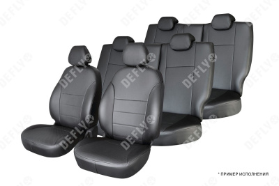 Чехлы на сиденья Toyota Sienta (XP170), 2015-2022, спинка 2 ряда 50/50, без подлокотника, 7 мест, экокожа черная