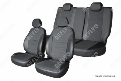 Чехлы на сиденья Renault Logan (L52), 2014-2022, задний ряд 60/40, экокожа черная/жаккард 