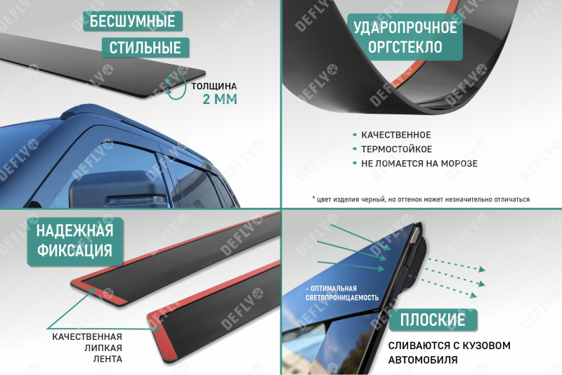 Дефлекторы окон 2D Haval M6, 2021-н.в., комплект 4 шт.