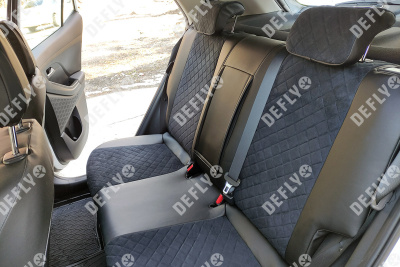 Чехлы на сиденья Hyundai Creta (SU2), 2020-2022, экокожа черная/замша черная ромб 
