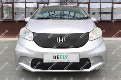 Утеплитель радиатора для Honda Freed (GB3, GB4), 2011-2014, рестайлинг, экокожа черная 