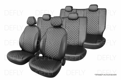 Чехлы на сиденья Toyota Wish (XE10), 2003-2009, 7 мест, экокожа черная/ромб перфорация