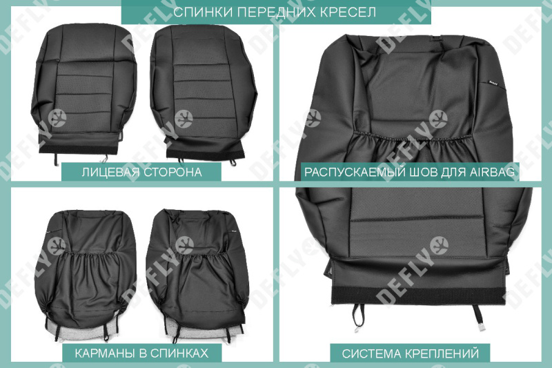 Чехлы на сиденья Toyota Avensis (T250), 2003-2008, cедан, спинка 2 ряда цельная, экокожа черная